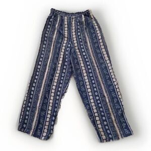 Stunt Collection 100% Silk Elastic Waist Pants Medium Pallazo Wide Leg Geometric